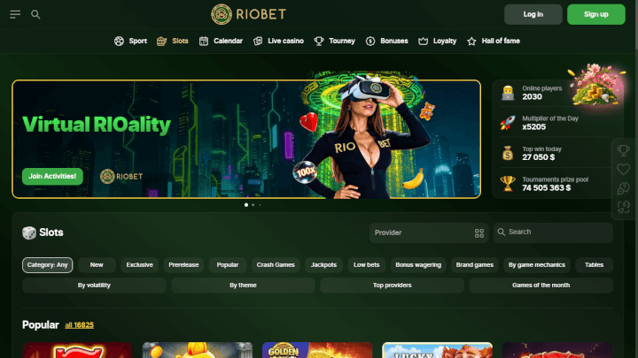 Riobet bosh sahifasi
